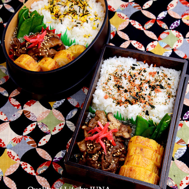【今日のおべんと】牛肉としいたけのしょうが煮弁当