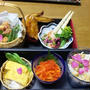 ＜花見弁当＞浅利飯＊手羽焼照＊姫筍・桜海老・蛸・グリンピース・菜花炊き合わせ＊メカジキ揚げ・蛸唐揚げ