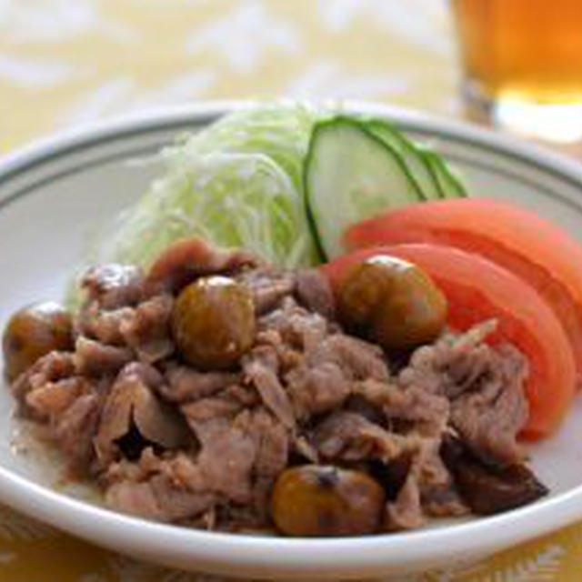 甘栗と豚肉のしょうが炒め。（十三夜・栗の名月に）