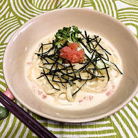 スープを全部飲み干してしまう美味しさ♡【牡蠣だし醤油と豆乳の明太ぶっかけうどん】