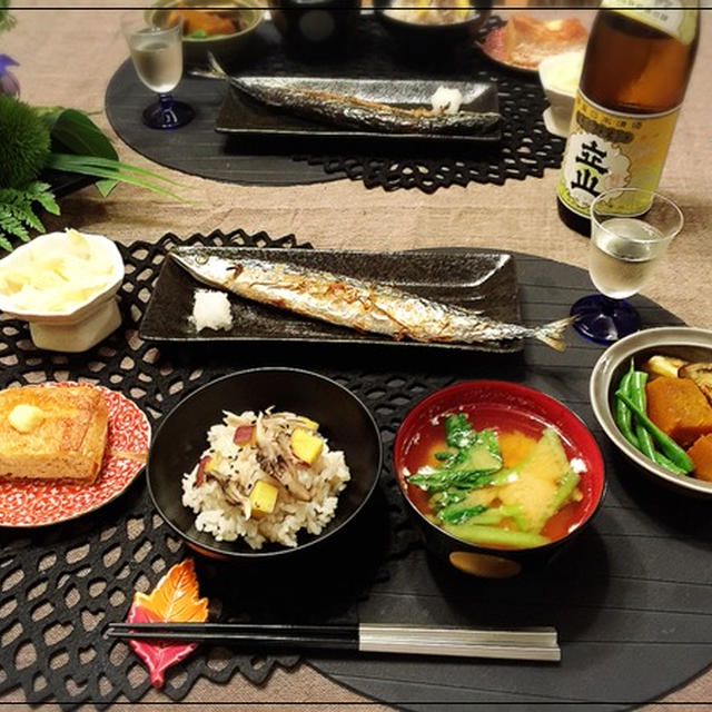 秋刀魚の季節がやってきた！さつま芋と舞茸の炊き込みごはんと♪