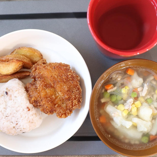 冷凍食品とお惣菜をつかって、包丁まな板無しの朝ごはん(^^)