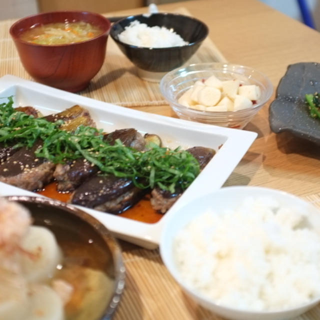 夕食☆なすのはさみ焼き！照り焼き味♪