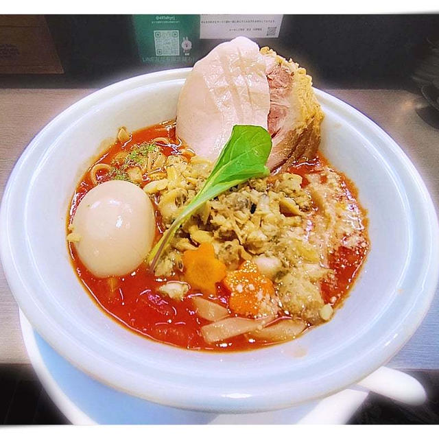 トマトとアサリたっぷり！ボンゴレロッソらーめん「らーめん三極志」@三河島