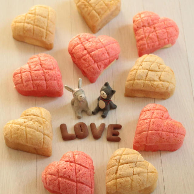 * バレンタイン ♡ ハートのメロンパン♪
