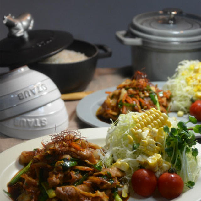 豚キムチ定食の晩ごはん。