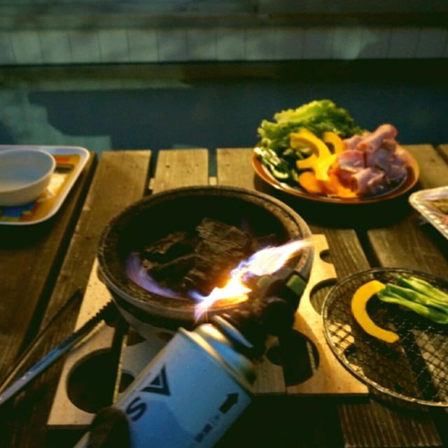 週末ごはん☆庭で七輪で！