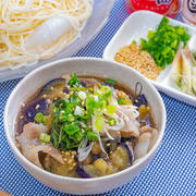 とろとろナスと豚バラのつけそうめん✨