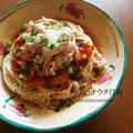 ぶっかけ素麺⑤（キムチ＋豚しゃぶ肉）