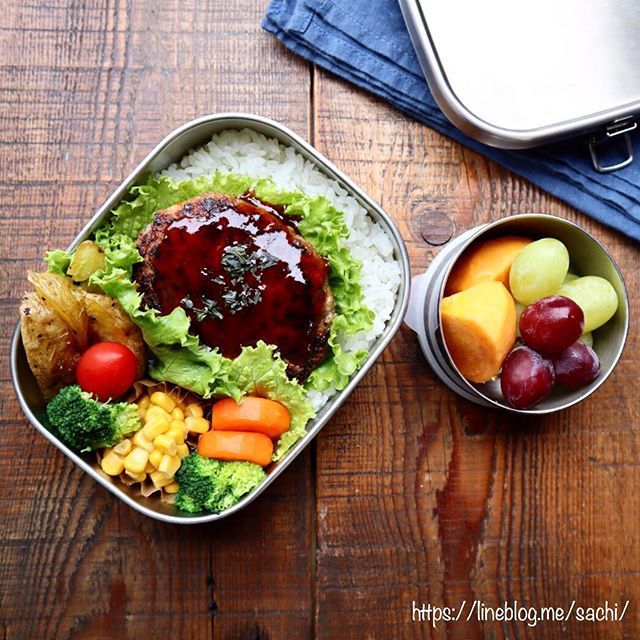 ハンバーグ弁当♡【#お弁当#のっけ弁】