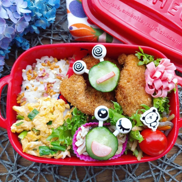 子供がよくする忘れ物ときゅうりdeカエルさん弁当。