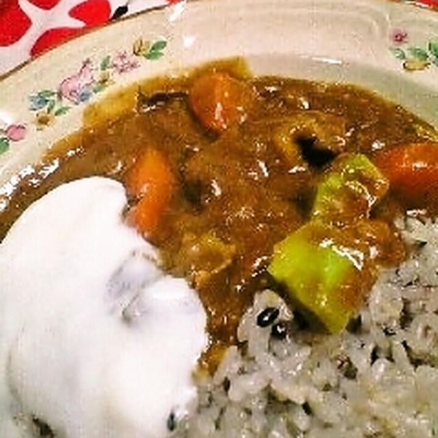 辛口カレーにカスピ海ヨーグルト