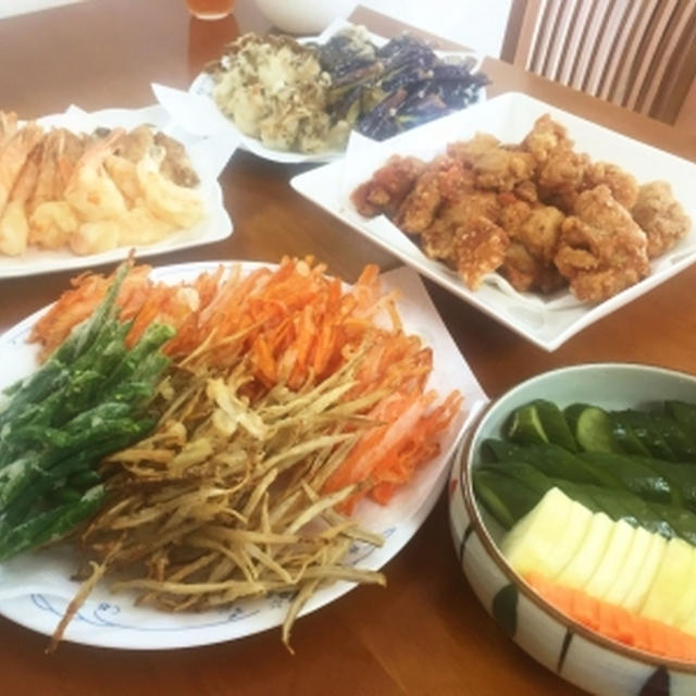 京君の家で天ぷらを揚げてランチ♪