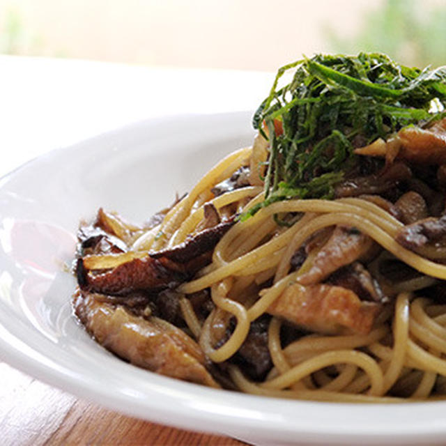 さつま揚げ入り和風醤油味パスタ