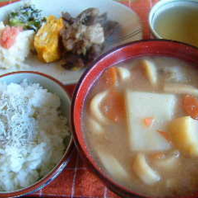 うどん&餅入り味噌汁