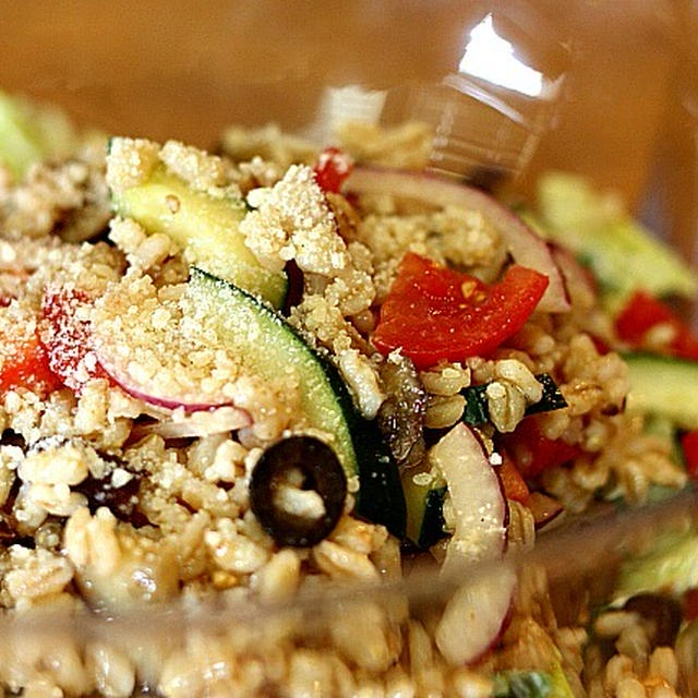 Mediterranean Eggplant Barley with Caesar Salad