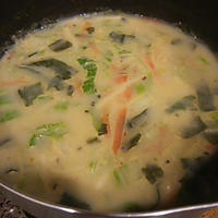 白菜と人参のミルク米ぬかスープ