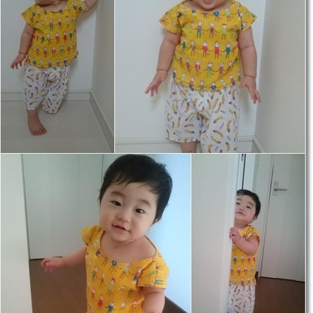 調子に乗って…再び100均の手ぬぐいで王子用のTシャツとスタイ