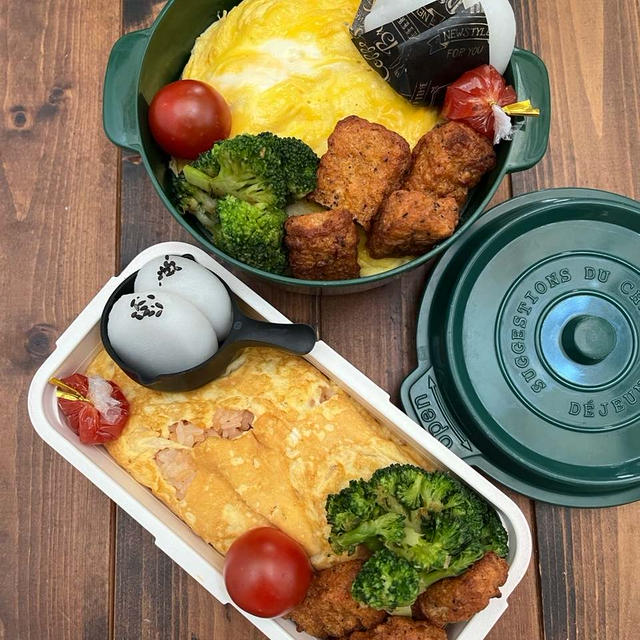 オムライス弁当と　パン半分、ごはん半分の先月のお弁当まとめ