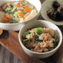 簡単！具沢山の餃子スープと菜の花と桜エビごはん