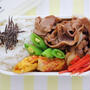 手抜き弁当｜ラム肉炒め＋カニカマチーズピカタレシピ