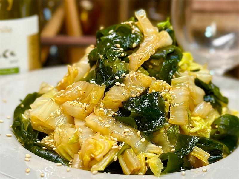 【レシピ】レンチン白菜とわかめのポン酢和え