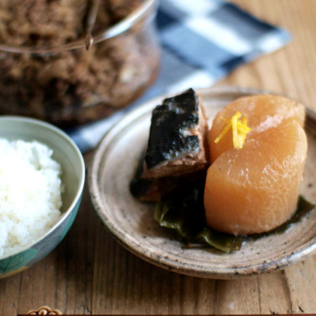 鰤大根＆牛挽肉と牛蒡の時雨煮。