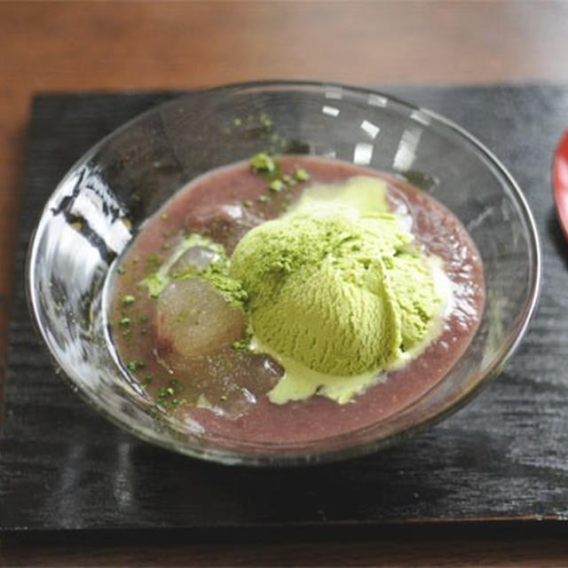 わらび餅入りクリーム善哉　・　チーズベーグル