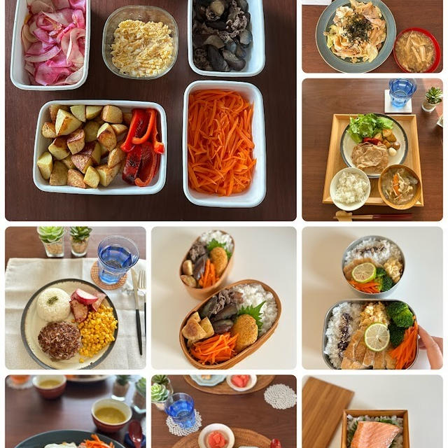 1週間の日持ちおかずとそれを使って作る50代オット用弁当、大学生次女とのおうちお昼ごはん、晩ごはんの献立、可愛いお重を見つけました