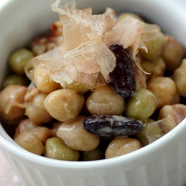 ミックス豆の練り胡麻ポン和え