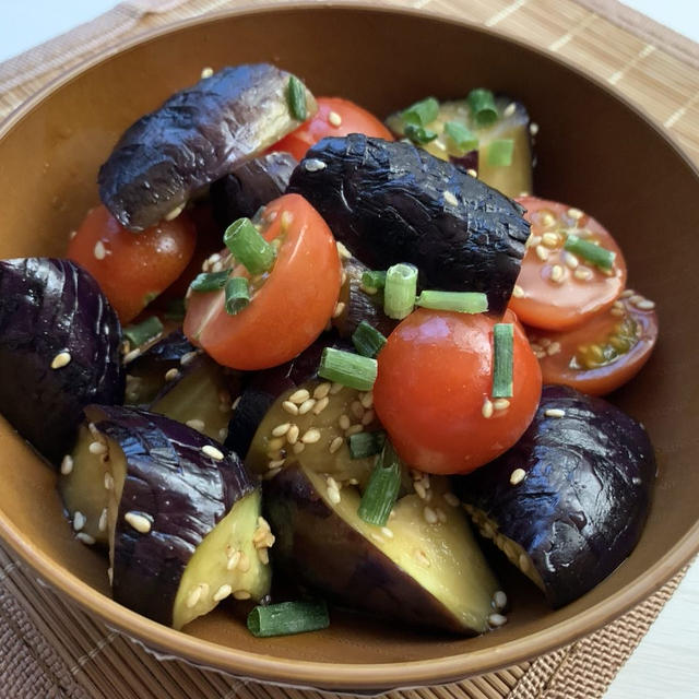 レンジで簡単♡茄子とトマトのさっぱり中華サラダ