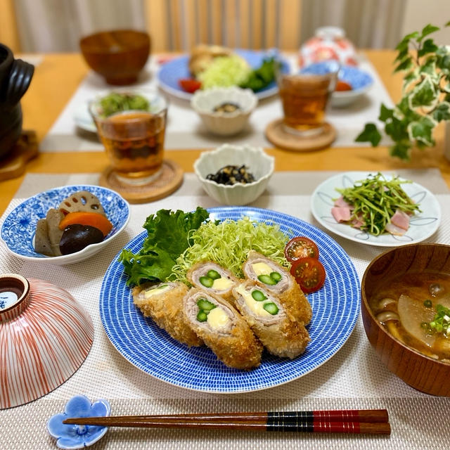 アスパラとチーズのロールカツ♪