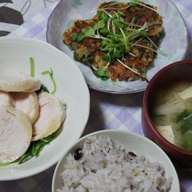 鶏ハム作りました～晩ごはん4人\680