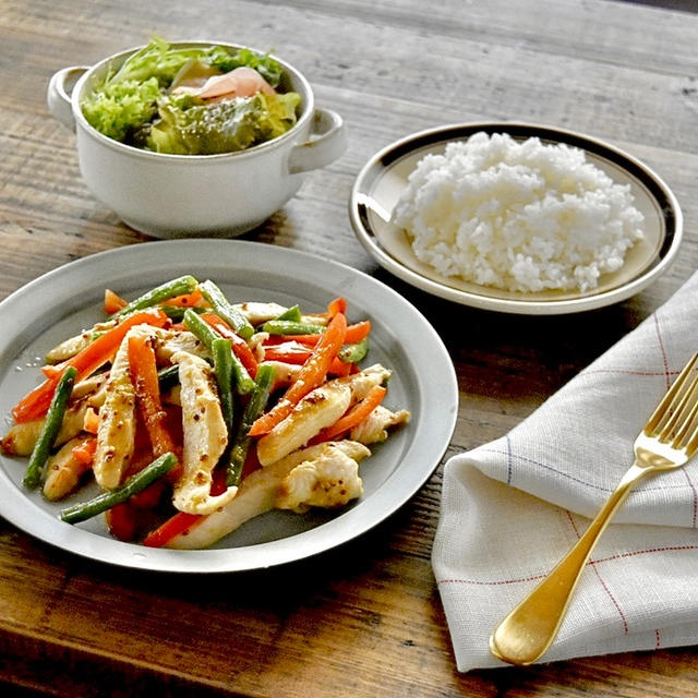 【レシピ】TOSHIBA炊飯器　鶏むね肉とパプリカ、いんげんのコンソメハニーマスタード