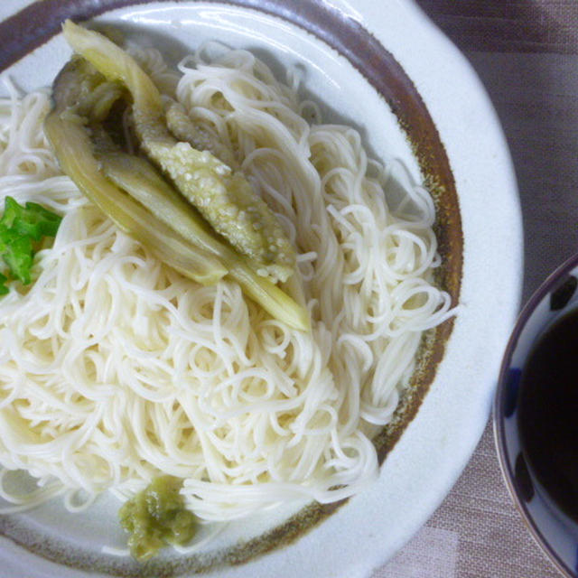 七夕に焼きなすトッピングで「素麺」！（リラコ作りました！！）