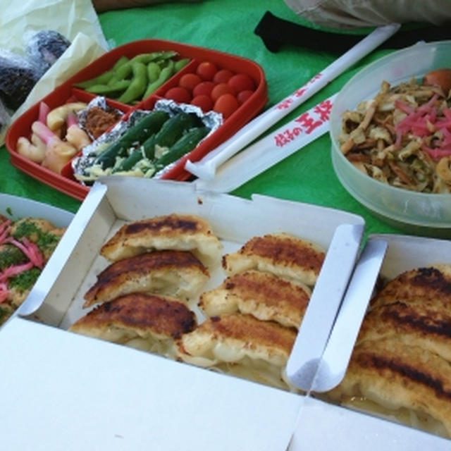餃子の王将で餃子を買って花火大会へ♪