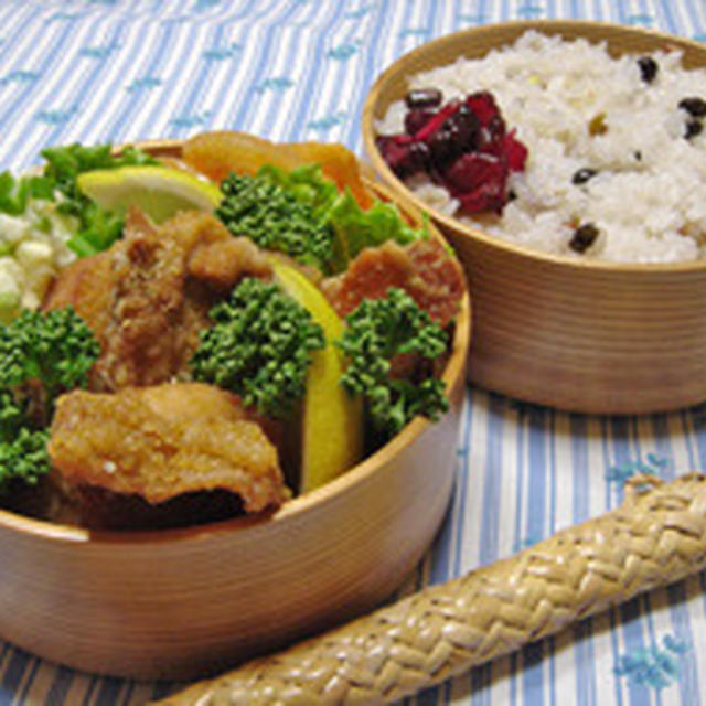 から揚げカレー風味・・お弁当＆牛蒡のピクルス♪