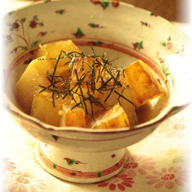 焼き大根の甘辛生姜煮。　と　献立。