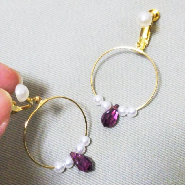 ハンドメイド☆セリアでフープイヤリング