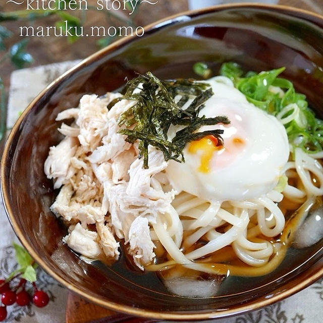 ひんやり～♪サラサラ食べられる★しっとりササミと味付け海苔の冷たい麺