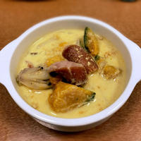 かぼちゃときのこの豆乳生姜スープ