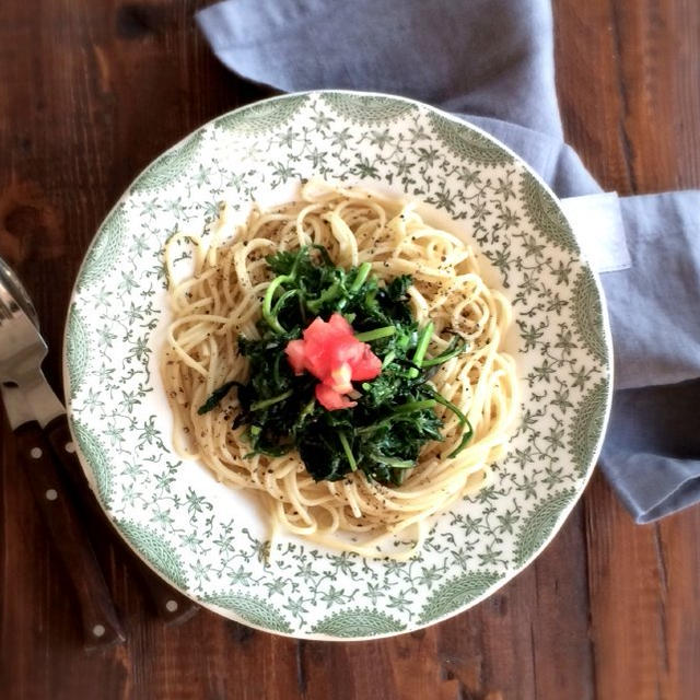 Shungiku Tomato Pasta春菊塩昆布パスタ