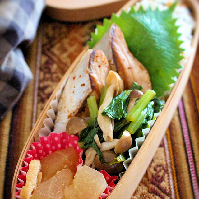 ブリ照り入り夫のわっぱお弁当