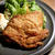 しょうゆと生姜で下味をつけて衣をまぶして揚げ焼きしてオレンジソースでいただく鶏もも肉。