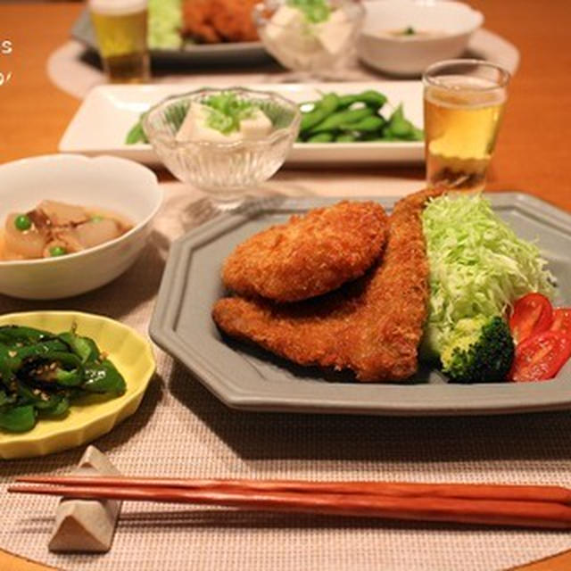 『鯵フライ＆メンチカツ』とストウブで『小さいおかず』の献立。