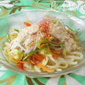 サラダうどん　レモン明太子ソース添え