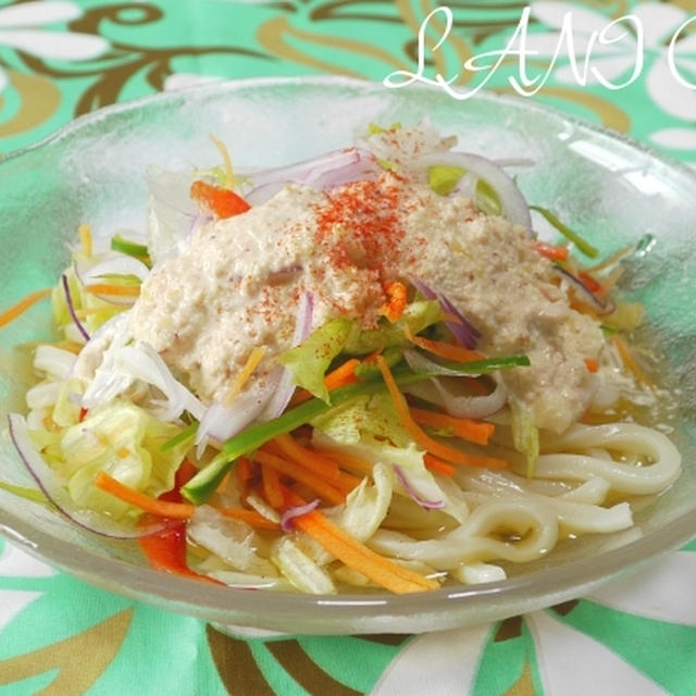 サラダうどん　レモン明太子ソース添え