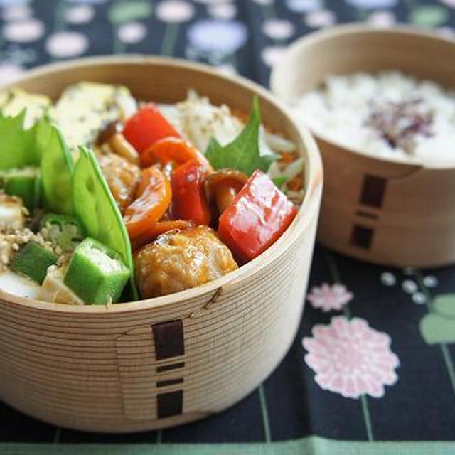 お弁当×肉団子の甘酢炒め