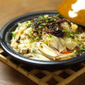 タジン鍋で「白身魚ともやしの海苔ラー油蒸し」 by 筋肉料理人さん