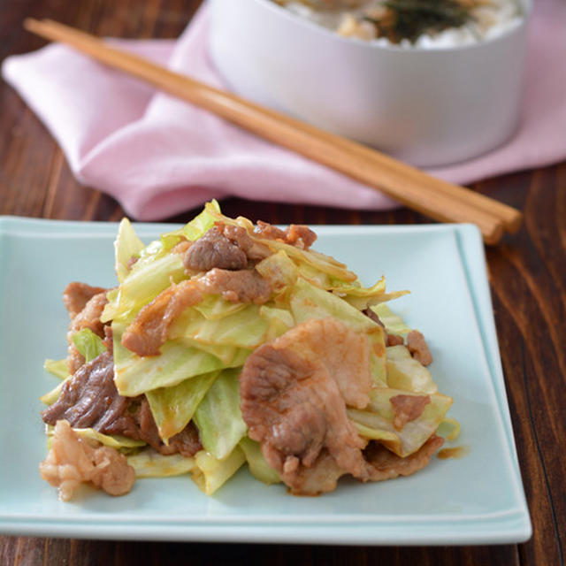豚キャベツのスタミナ炒め（お弁当用）。【量少なめ・増量簡単・お弁当・昼ごはん】と手作りマスク第一弾。